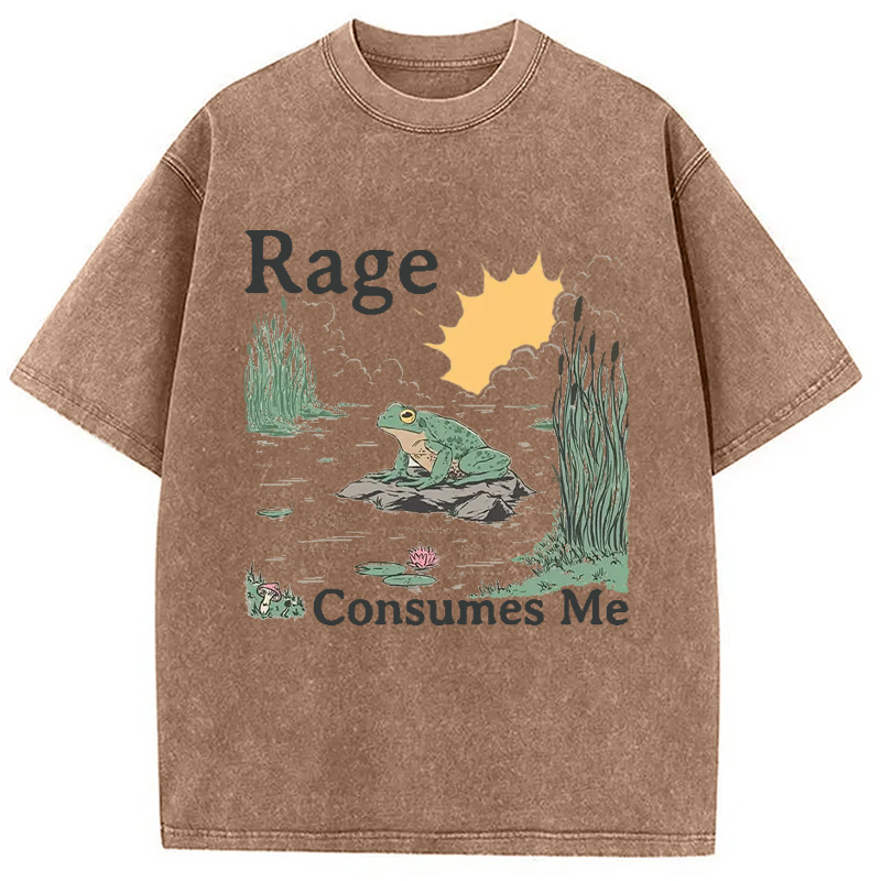 Modecanvas Rage Consumes Me Frog Pond Washed T-Shirt-modecanvas