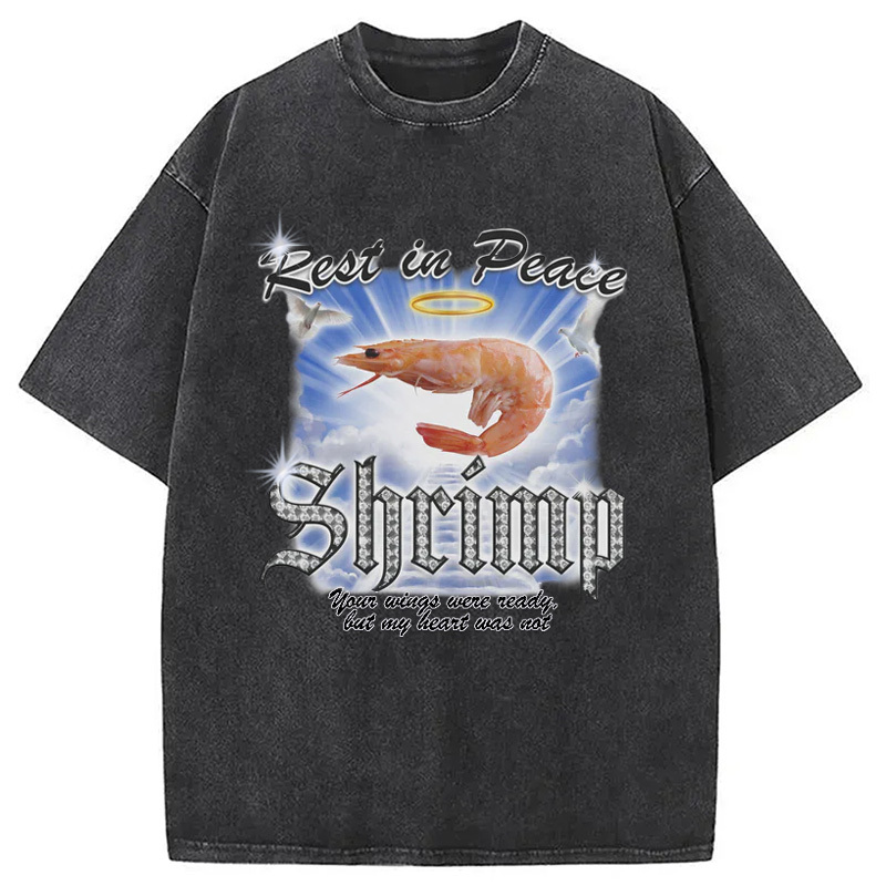 Modecanvas RIP SHRIMP Washed T-Shirt