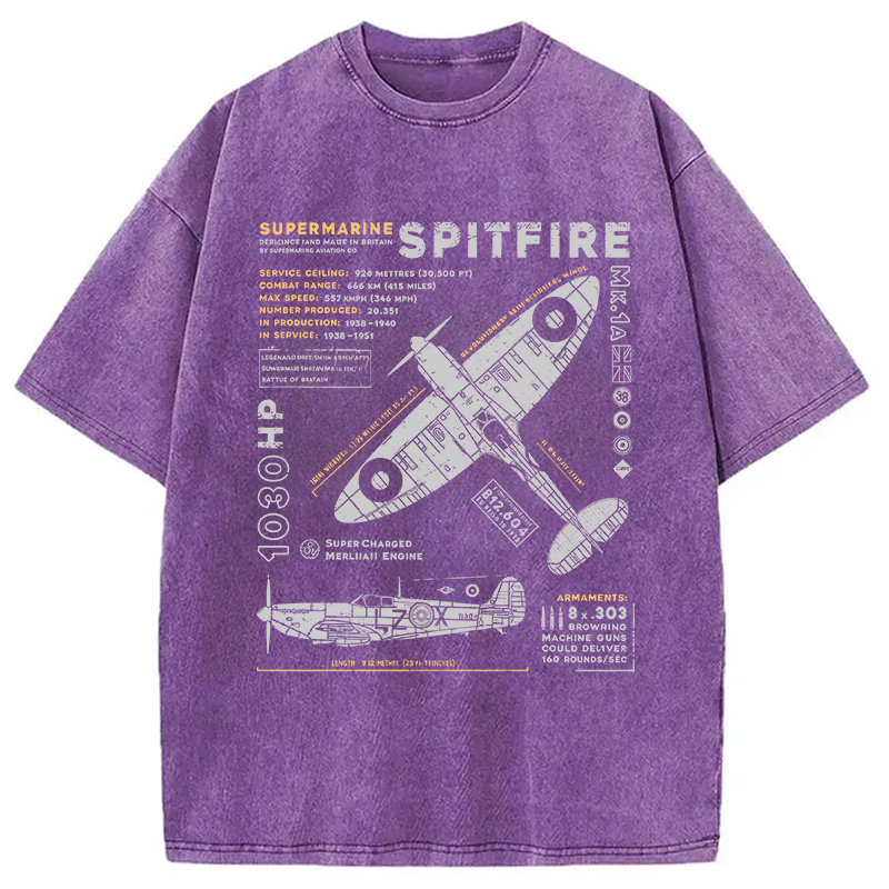 Modecanvas Royal Air Force Marlin Figher DTG Printing Washed T-Shirt