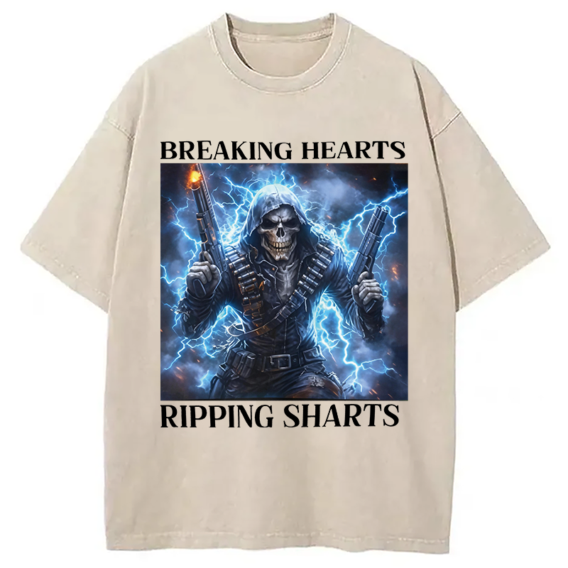 Modecanvas Breaking Hearts Ripping DTG Printing Washed T-Shirt
