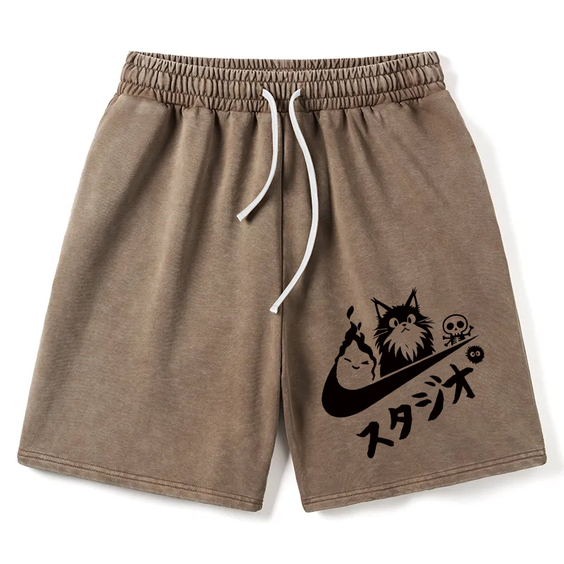Modecanvas Black Cat Vintage Washed Short