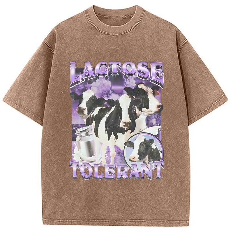 Modecanvas Lactose Tolerant Cow Washed T-Shirt