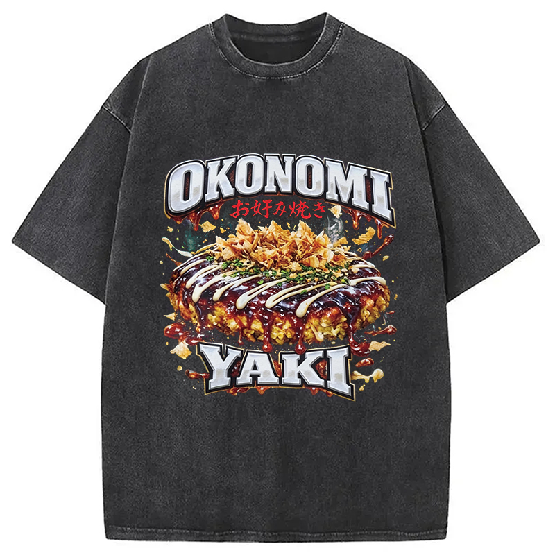Modecanvas Ironic Okonomiyaki Meme DTG Printing Washed T-Shirt