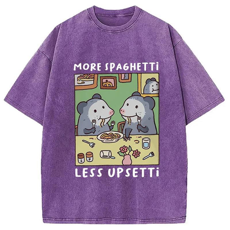 Modecanvas Possums Eating Spaghetti Washed T-Shirt