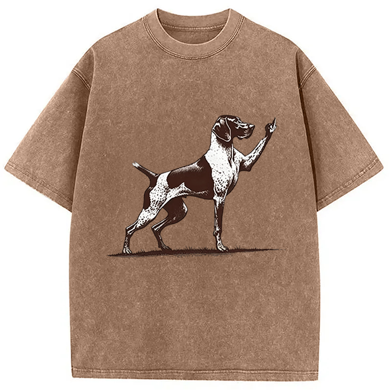 Modecanvas Rude Pointer Dog DTG Printing Washed T-Shirt