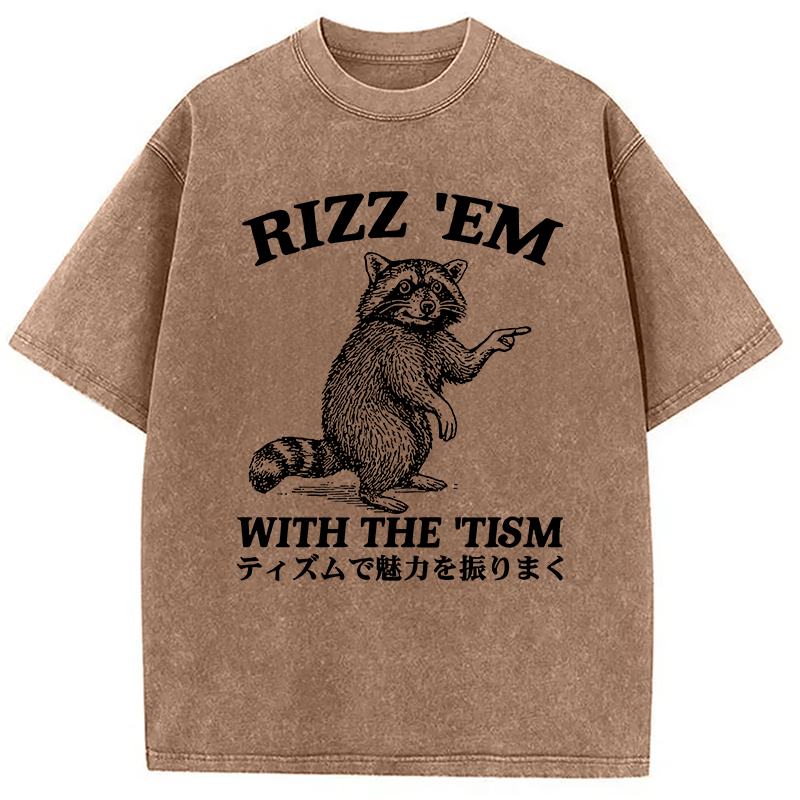 Modecanvas Funny Raccoon Charm Washed T-Shirt