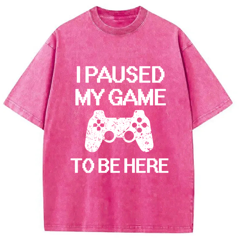 Modecanvas I Paused My Game To Be Here DTG Printing Washed T-Shirt
