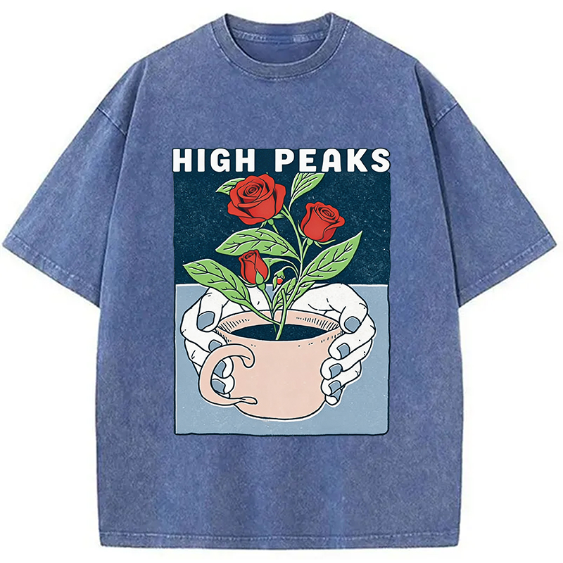 Modecanvas Planted Flower DTG Printing Washed T-Shirt