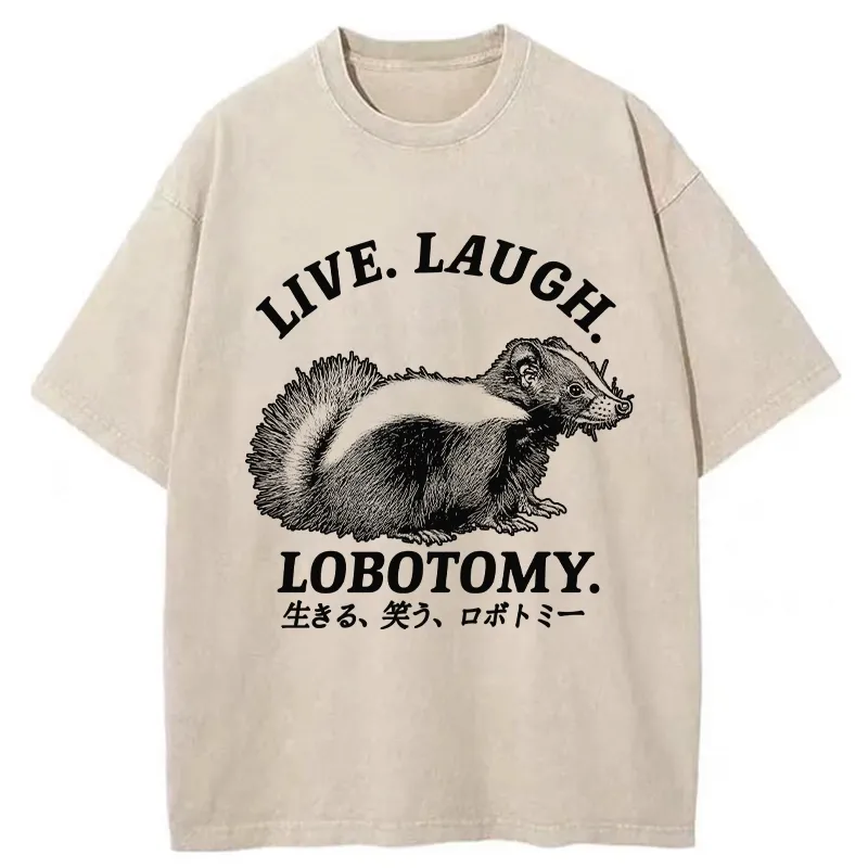 Modecanvas Live Laugh Lobotomy Washed T-Shirt-modecanvas
