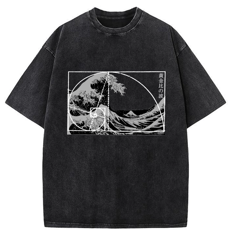 Modecanvas Golden Ratio Wave DTG Printing Washed T-Shirt-modecanvas