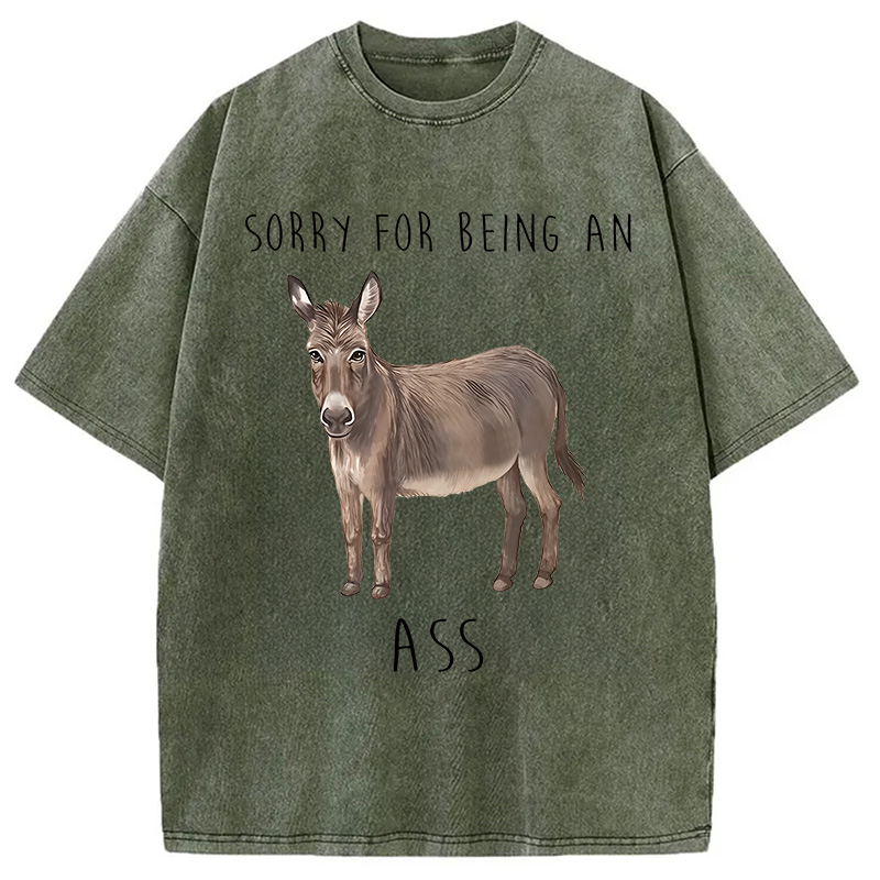 Modecanvas Funny Donkey Meme Washed T-Shirt