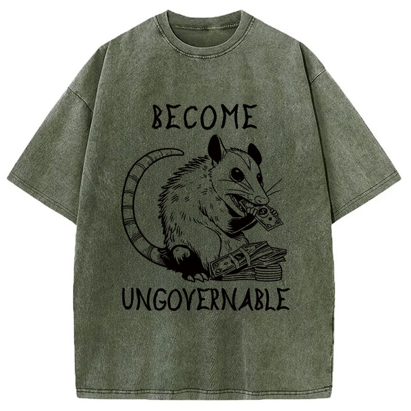 Modecanvas Become Ungovernable Opossum Washed T-Shirt