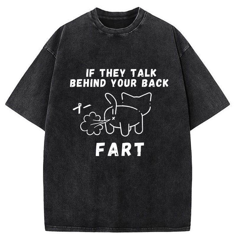 Modecanvas Funny Farting Cat Washed T-Shirt