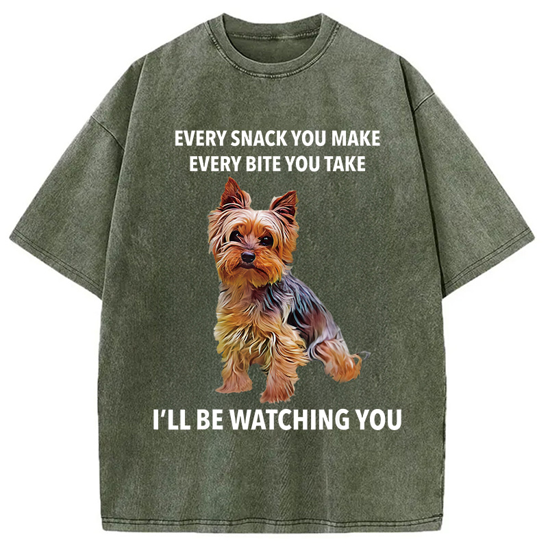 Modecanvas Yorkshire Terrier Funny Meme Washed T-Shirt