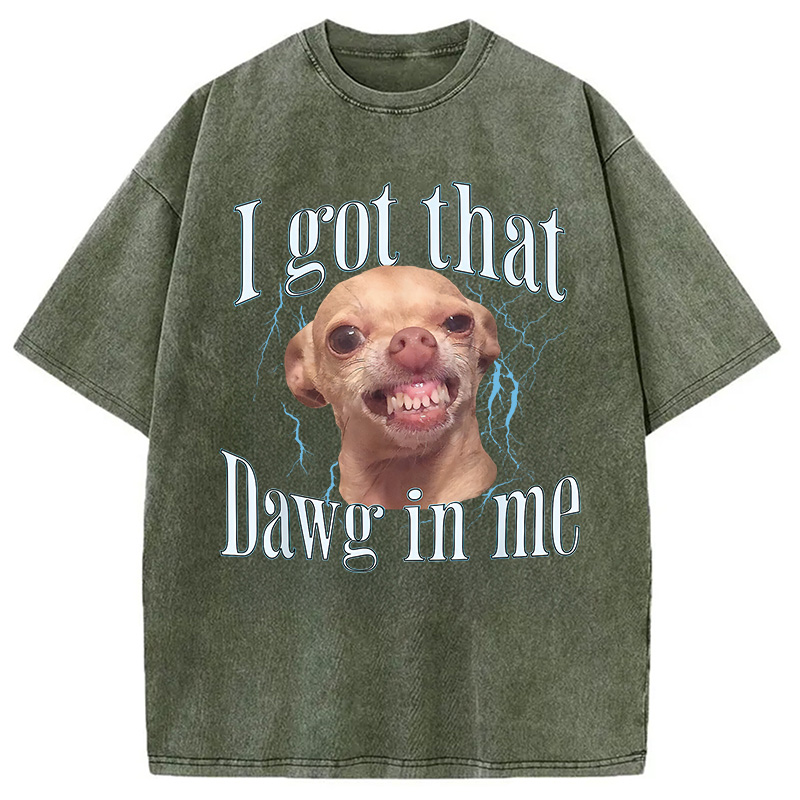 Modecanvas Chihuahua Funny Meme Washed T-Shirt-modecanvas