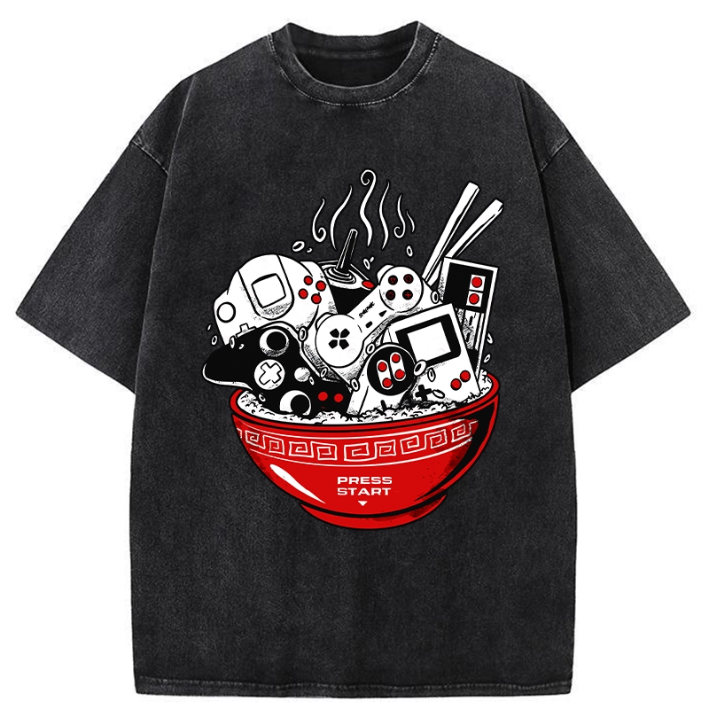 Modecanvas Press To Start The Game Washed T-Shirt