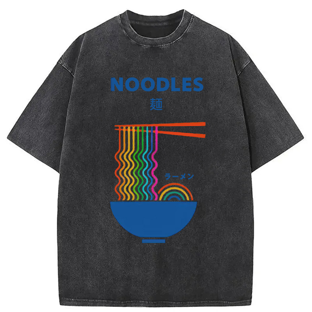 Modecanvas Rainbow Ramen Washed T-Shirt