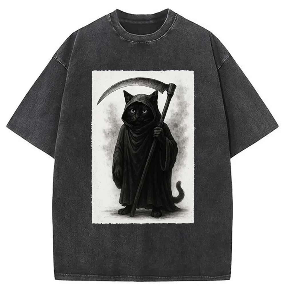 Modecanvas Death Cat Washed T-Shirt