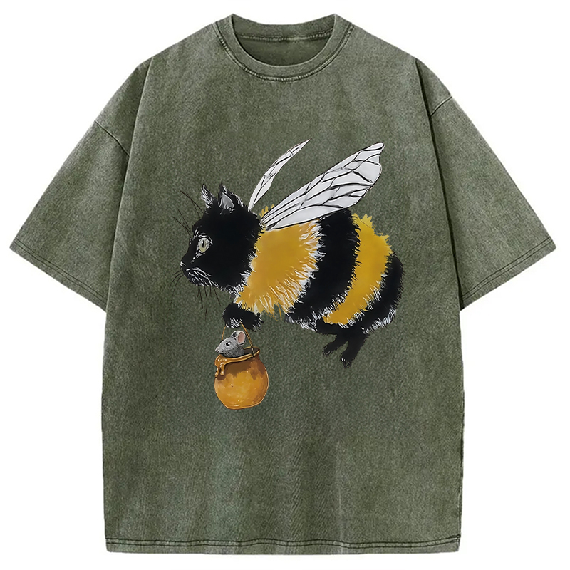 Modecanvas Catbee Funny Washed T-Shirt