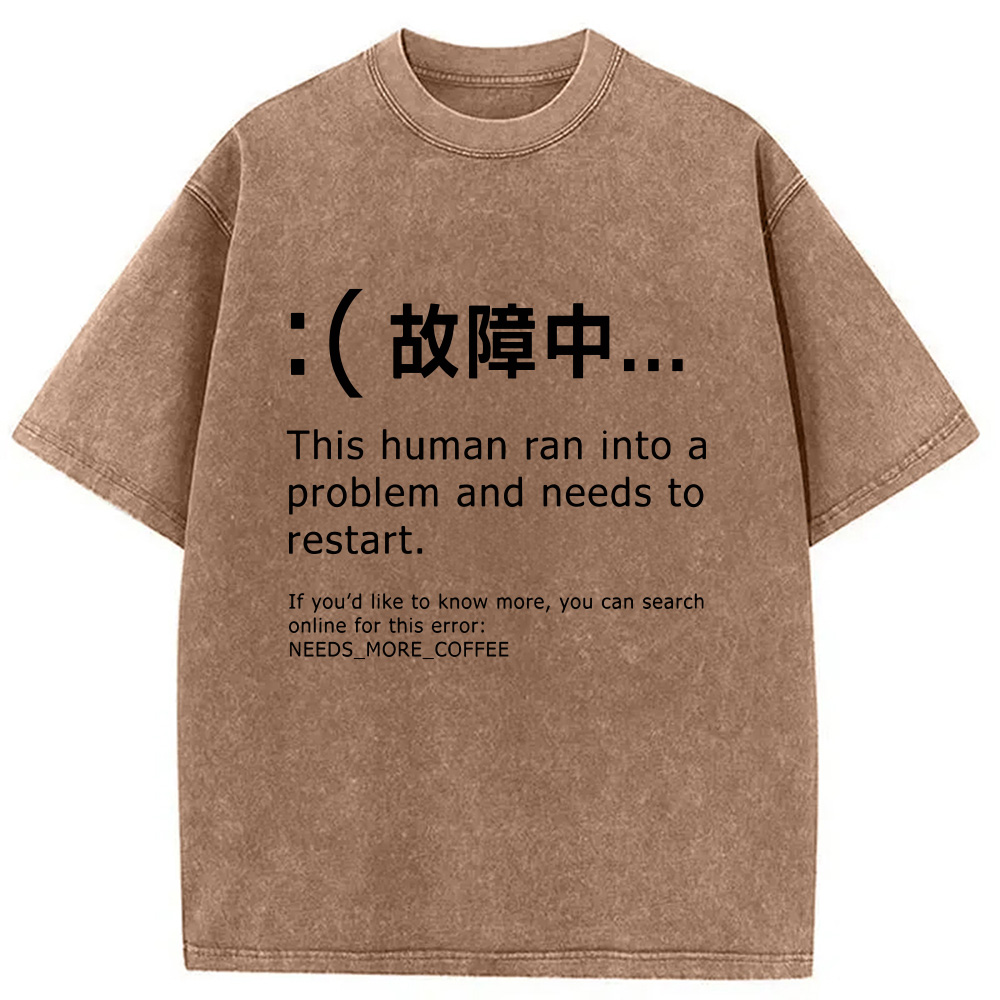 Modecanvas Human Blue Screen Failure Washed T-Shirt