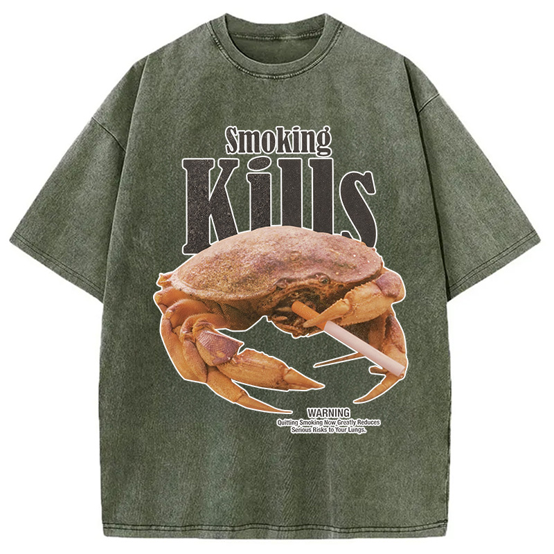 Modecanvas Smoking Kills But Crab Not Washed T-Shirt