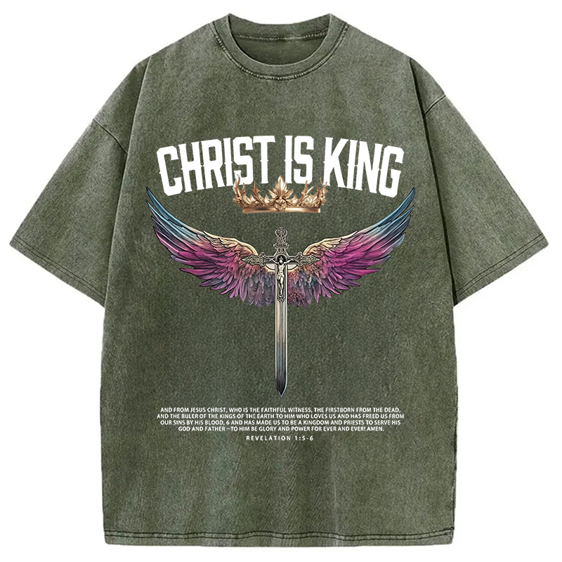 Modecanvas Christ Is King Christian Washed T-Shirt