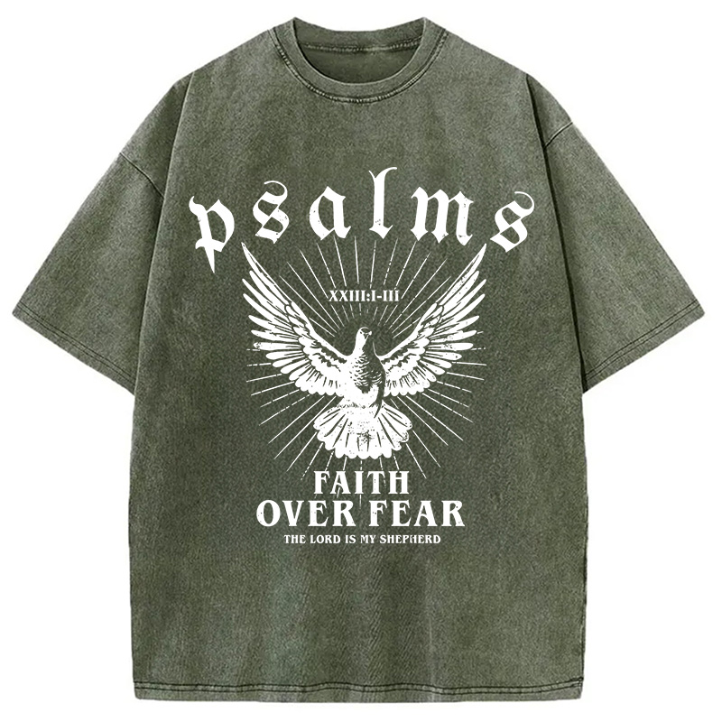 Modecanvas Faith Over Fear Christian Washed T-Shirt