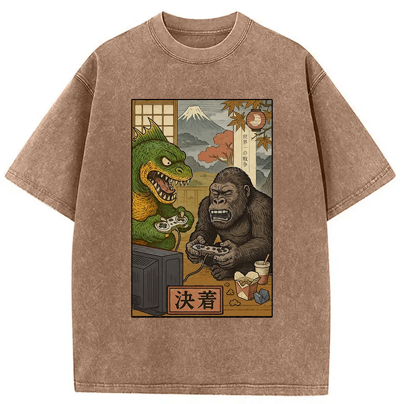 Modecanvas Monsters Play Games Washed T-Shirt