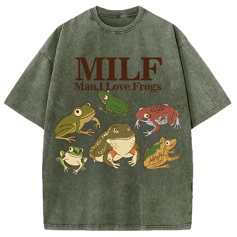 Modecanvas I Love Frogs Washed T-Shirt