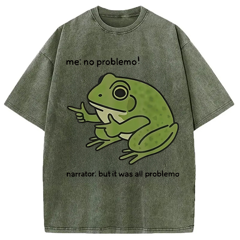 Modecanvas Stupid Frog Meme Washed T-Shirt-modecanvas