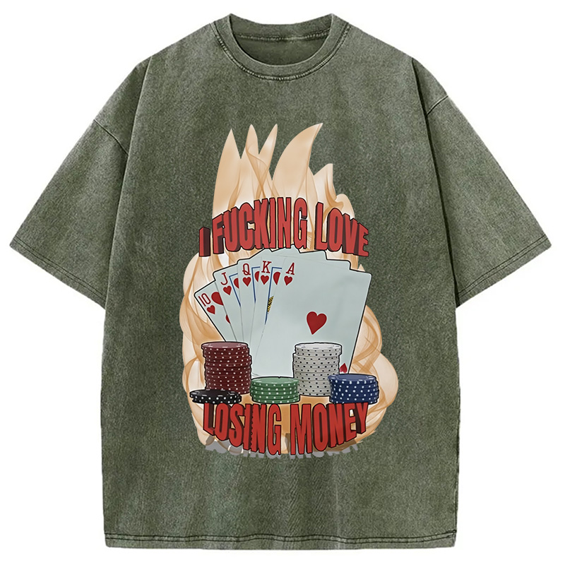 Modecanvas I Love Losing Money Washed T-Shirt-modecanvas