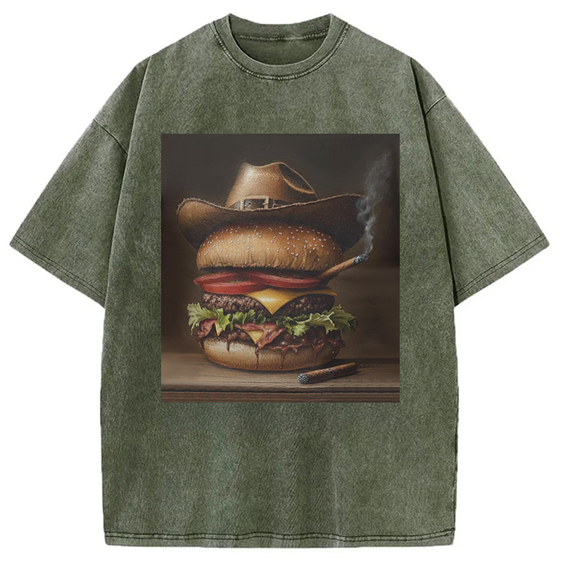 Modecanvas Funny Hamburger Meme Washed T-Shirt
