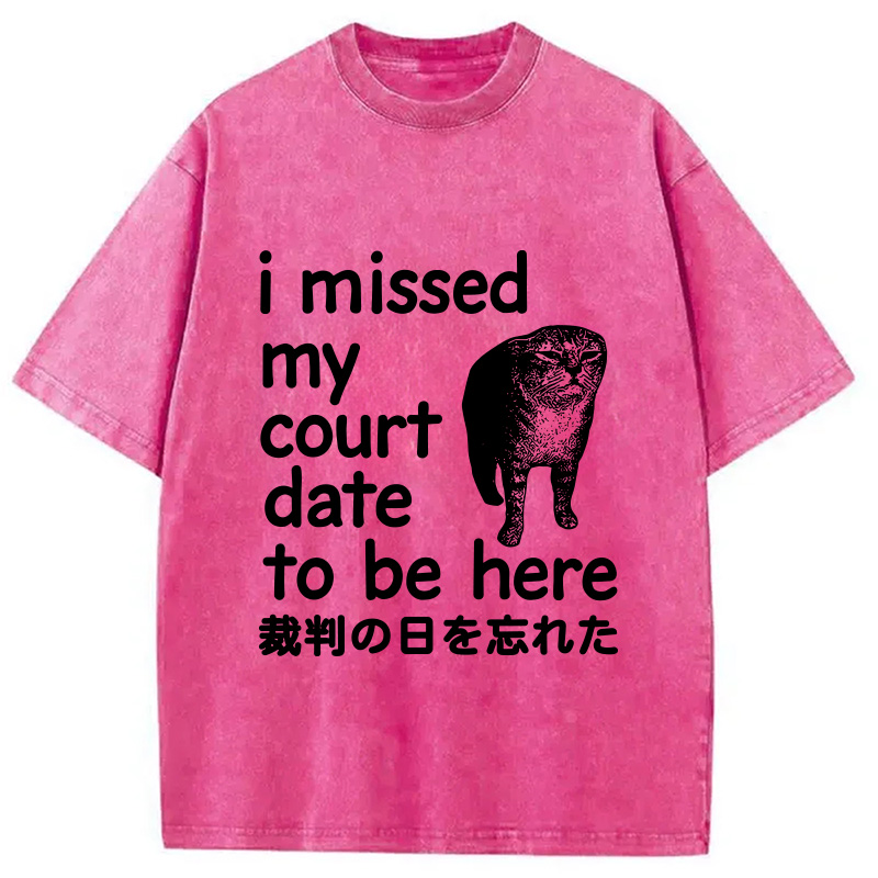 Modecanvas Funny Forgetful Cat Washed T-Shirt