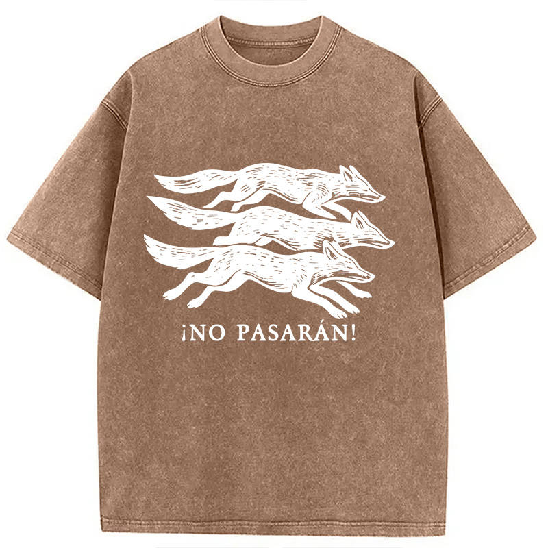 Modecanvas No Pasaran! Anti-Fascist Fox DTG Printing Washed T-Shirt