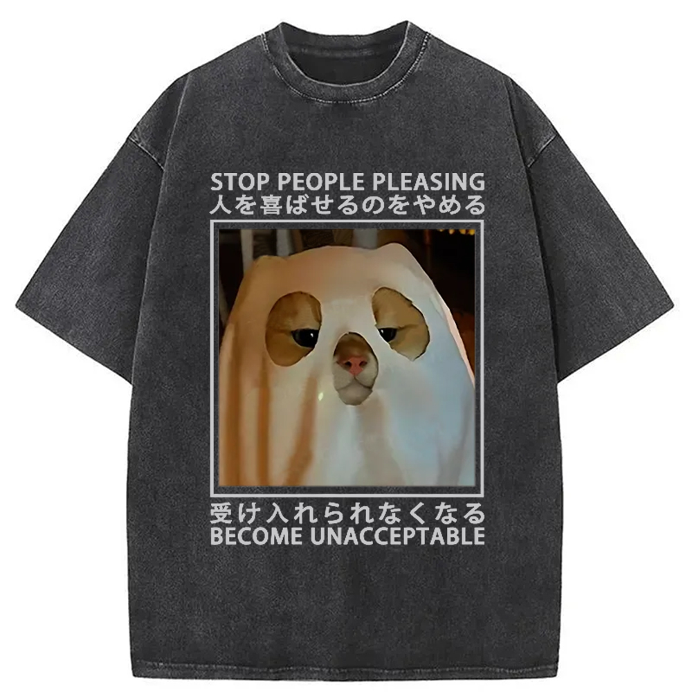 Modecanvas Stop People Pleasing Become Unacceptable Washed T-Shirt