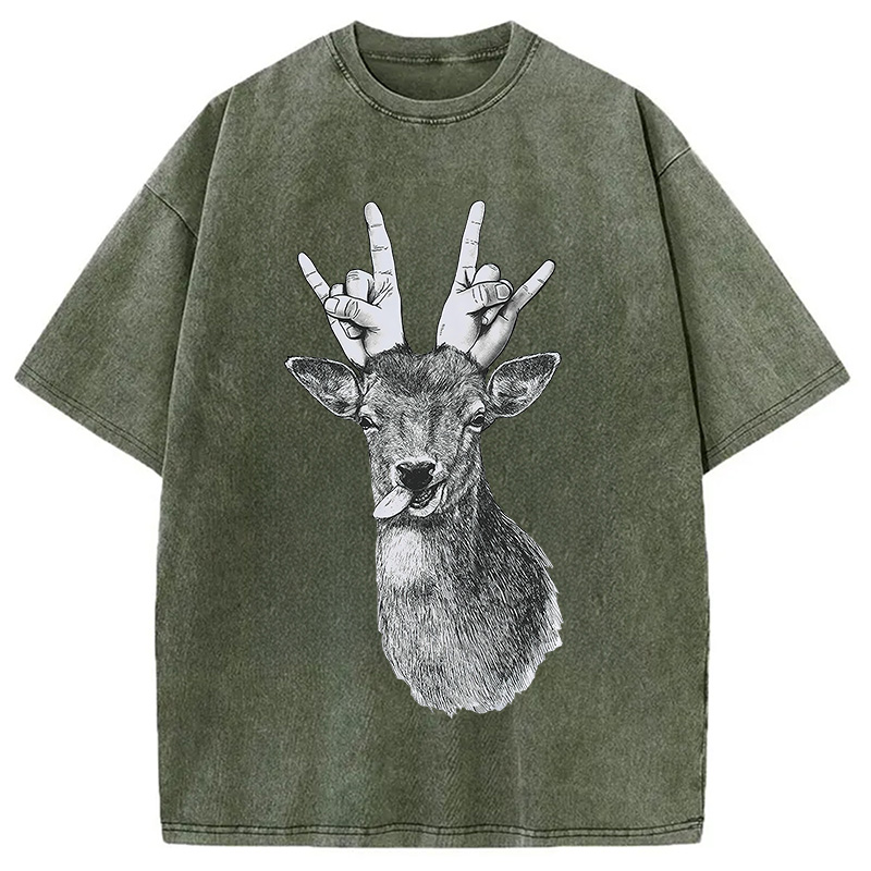 Modecanvas Party Deer Washed T-Shirt