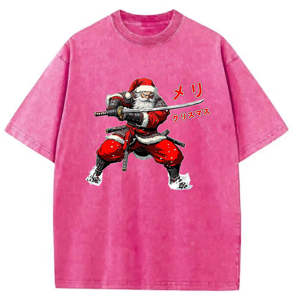 Modecanvas Samurai Santa Christmas Washed T-Shirt