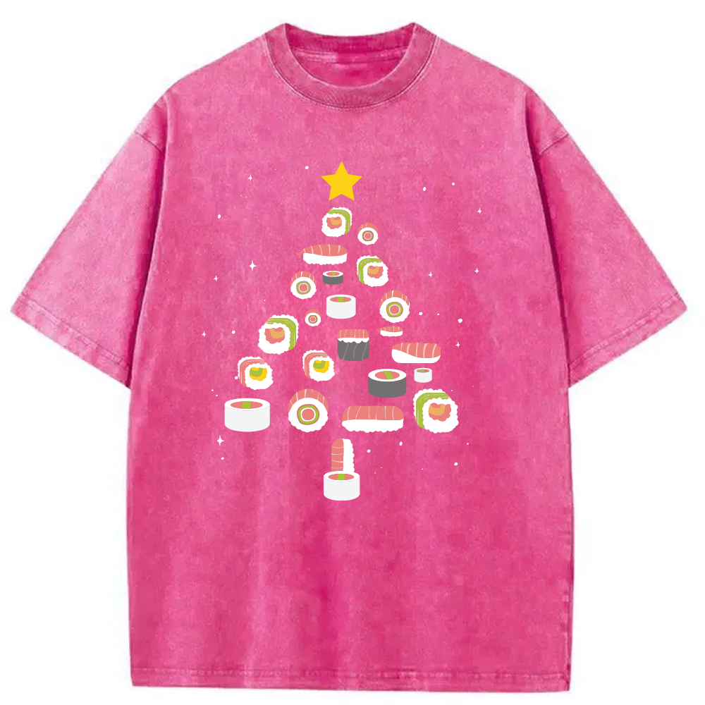 Modecanvas Sushi Christmas Tree Washed T-Shirt