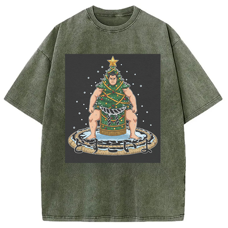 Modecanvas Horror Japanese Christmas Washed T-Shirt