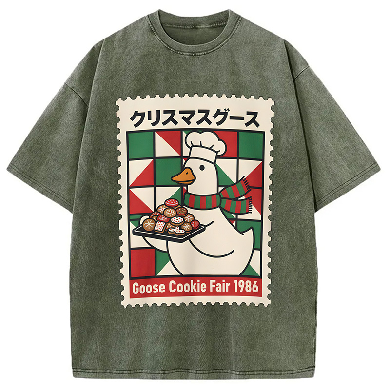 Modecanvas Funny Goose Christmas Washed T-Shirt