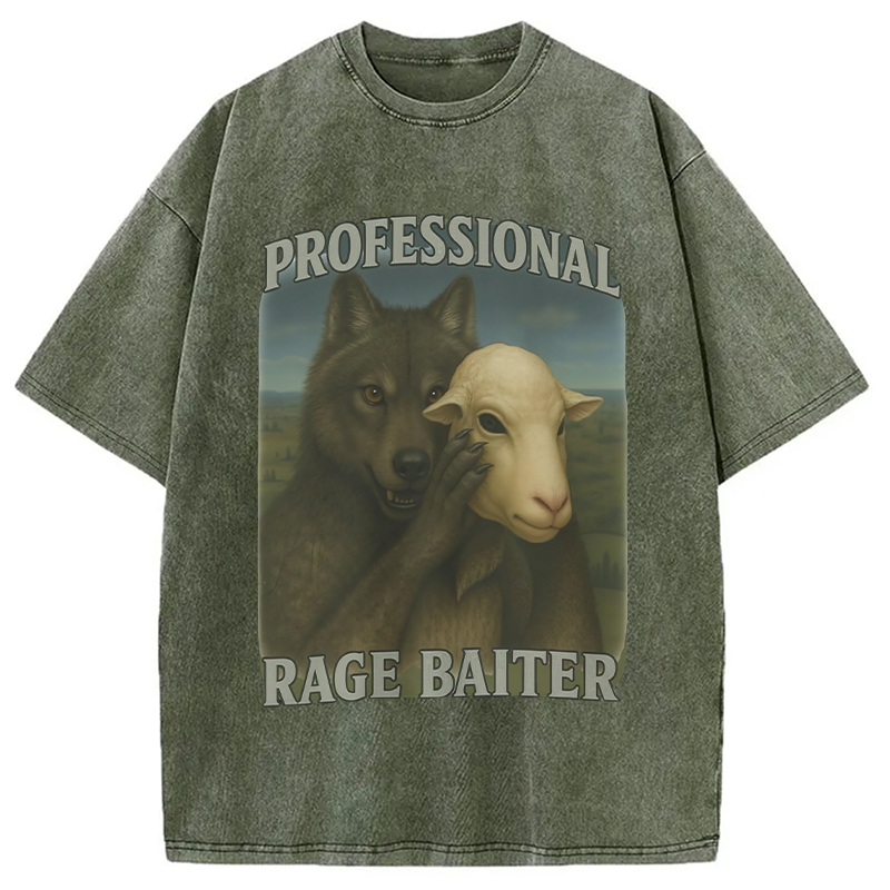 Modecanvas Professional Rage Baiter Funny Washed T-Shirt