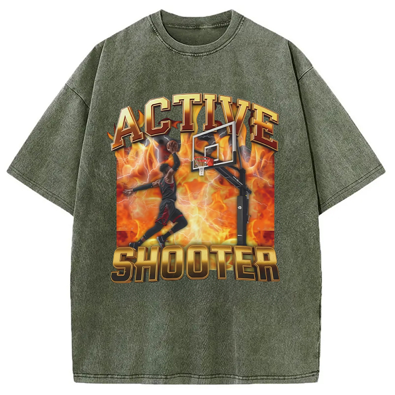 Modecanvas Elite Shooter Basketball Washed T-Shirt