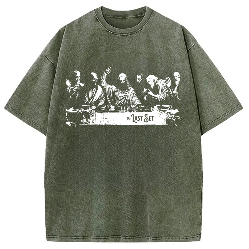 Modecanvas Jesus DJ DTG Printing Washed T-Shirt-modecanvas