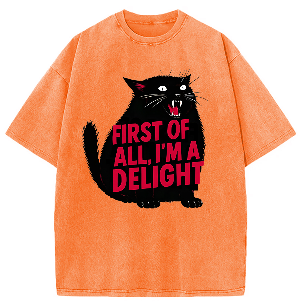 Modecanvas Roaring Black Cat Washed T-Shirt-modecanvas
