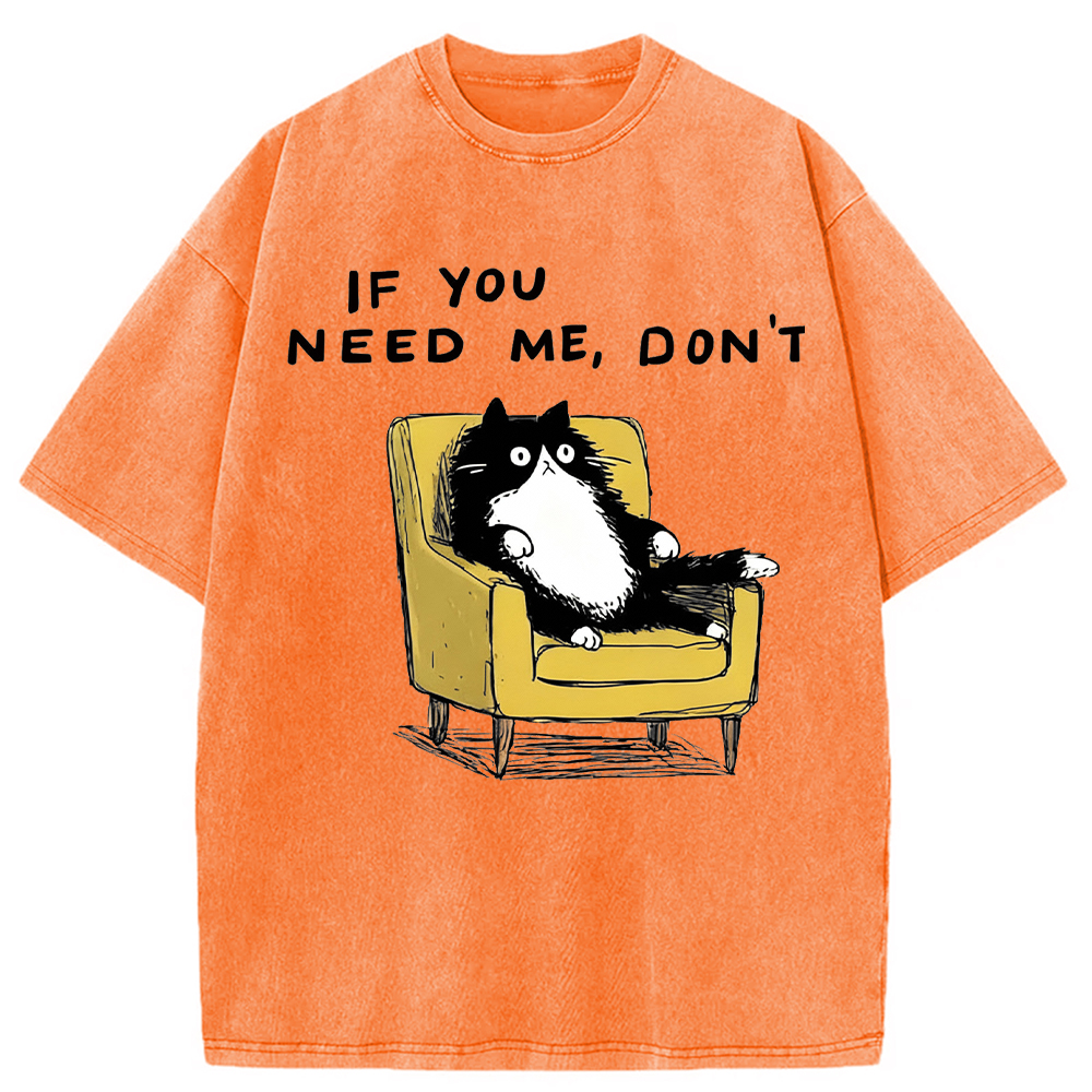 Modecanvas Unavailable Cat Washed T-Shirt-modecanvas