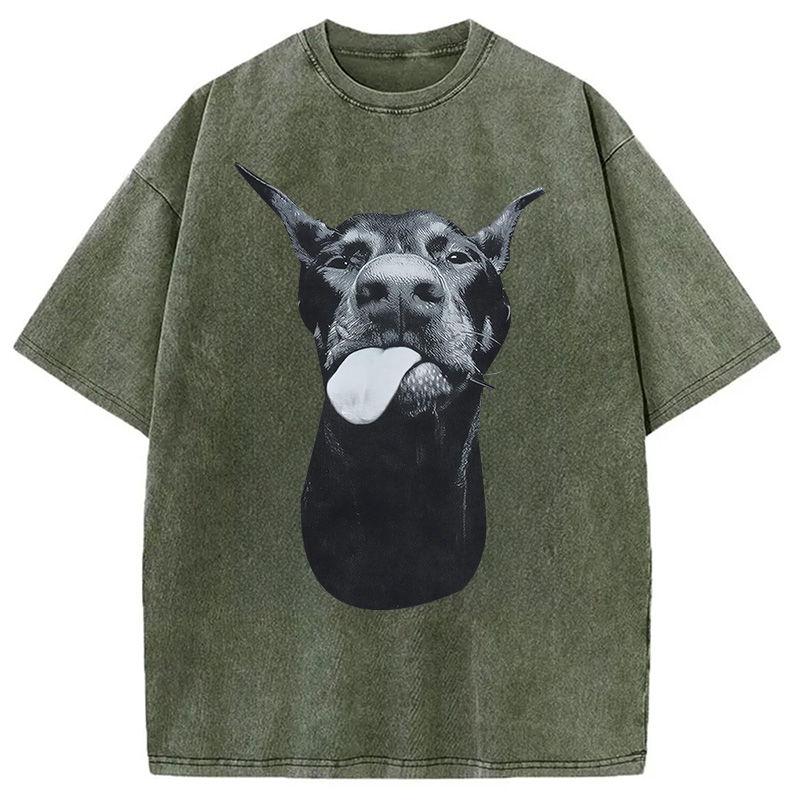 Modecanvas Dobermann DTG Printing Washed T-Shirt-modecanvas