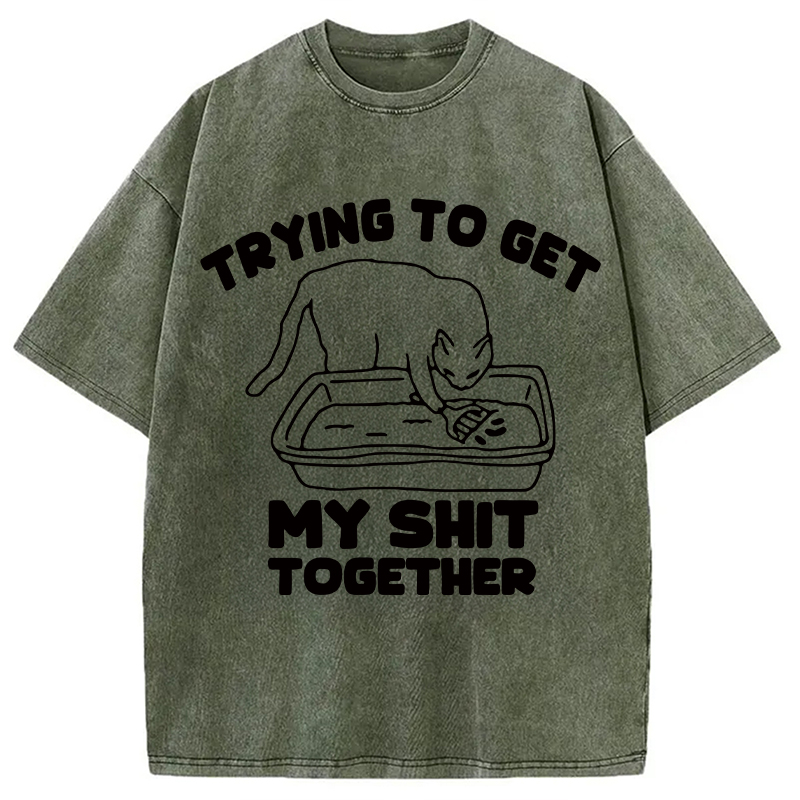Modecanvas Cleaner Cat Washed T-Shirt