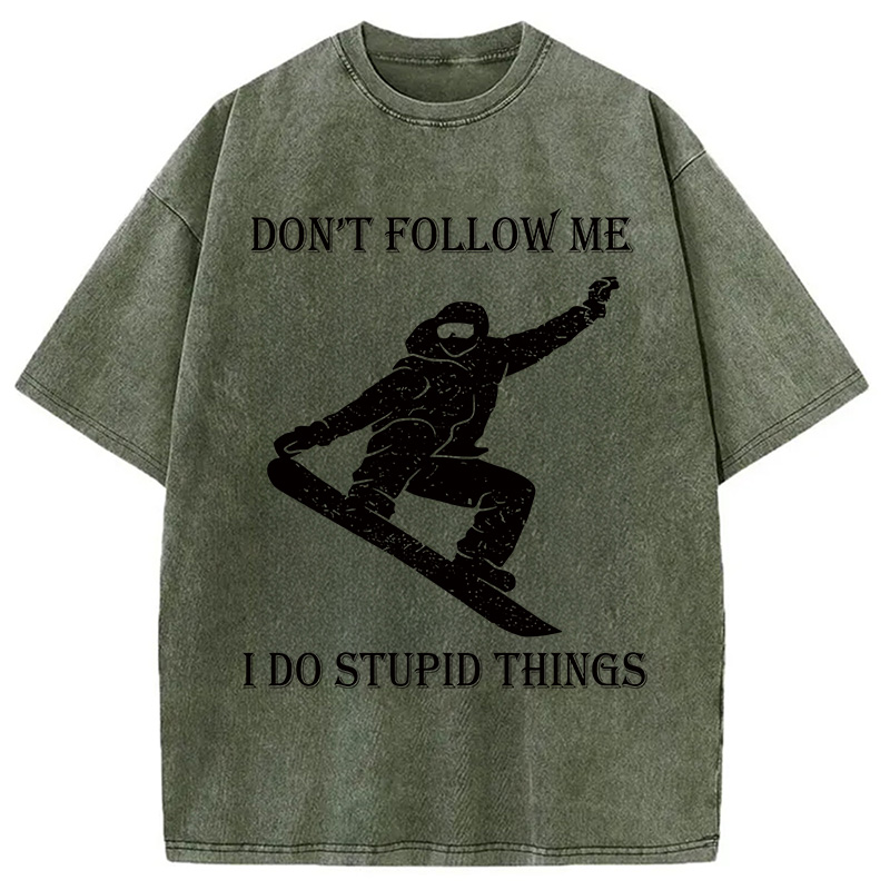 Modecanvas Winter Extreme Sports Skiing Washed T-Shirt
