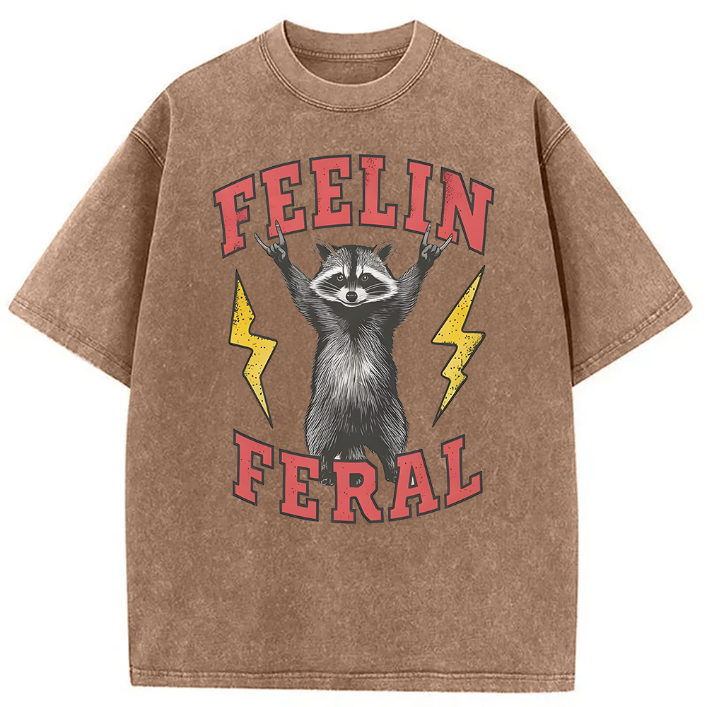 Modecanvas Feelin Feral Washed T-Shirt