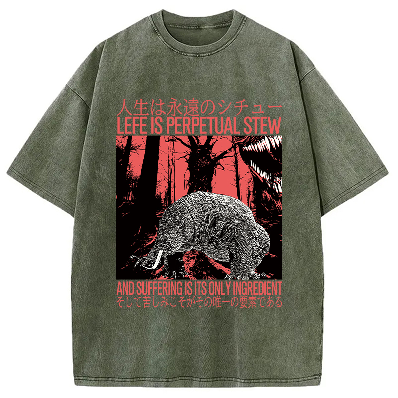 Modecanvas Life is Perpetual Stew DTG Printing Washed T-Shirt-modecanvas